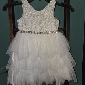 American Princess White and Gold Formal Kids Dress